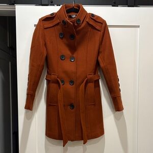 Zara Women's Double-Breasted Trench Coat in Deep Orange